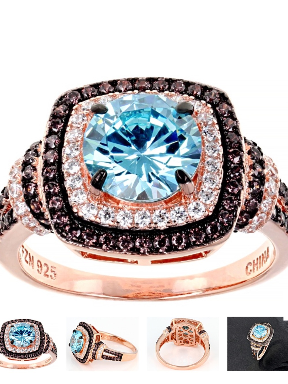 Bella Luce Neon Apatite, Mocha And White Diamond Simulants Sz5
